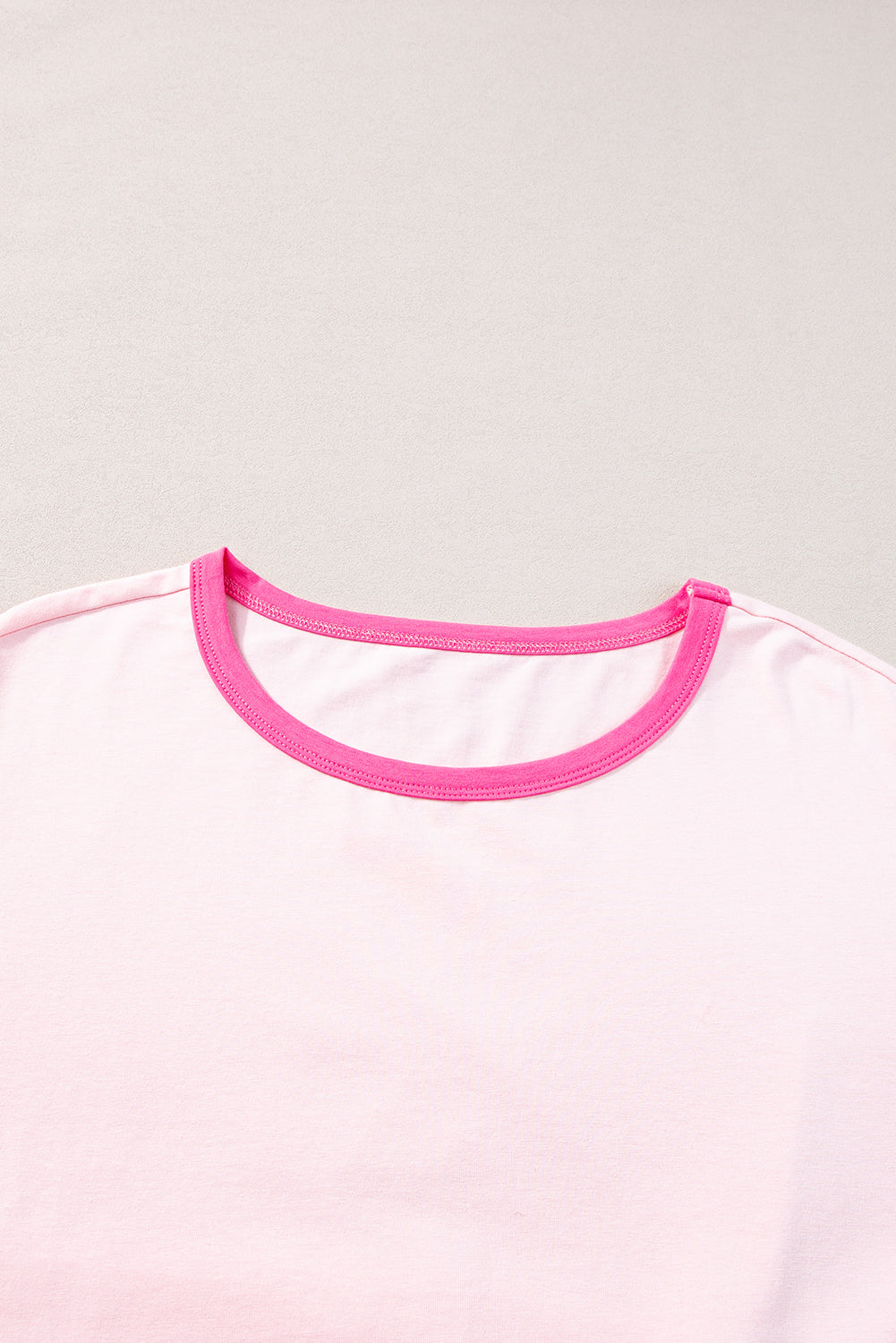 Pink Color Block Half Sleeve O Neck Plus Size T Shirt