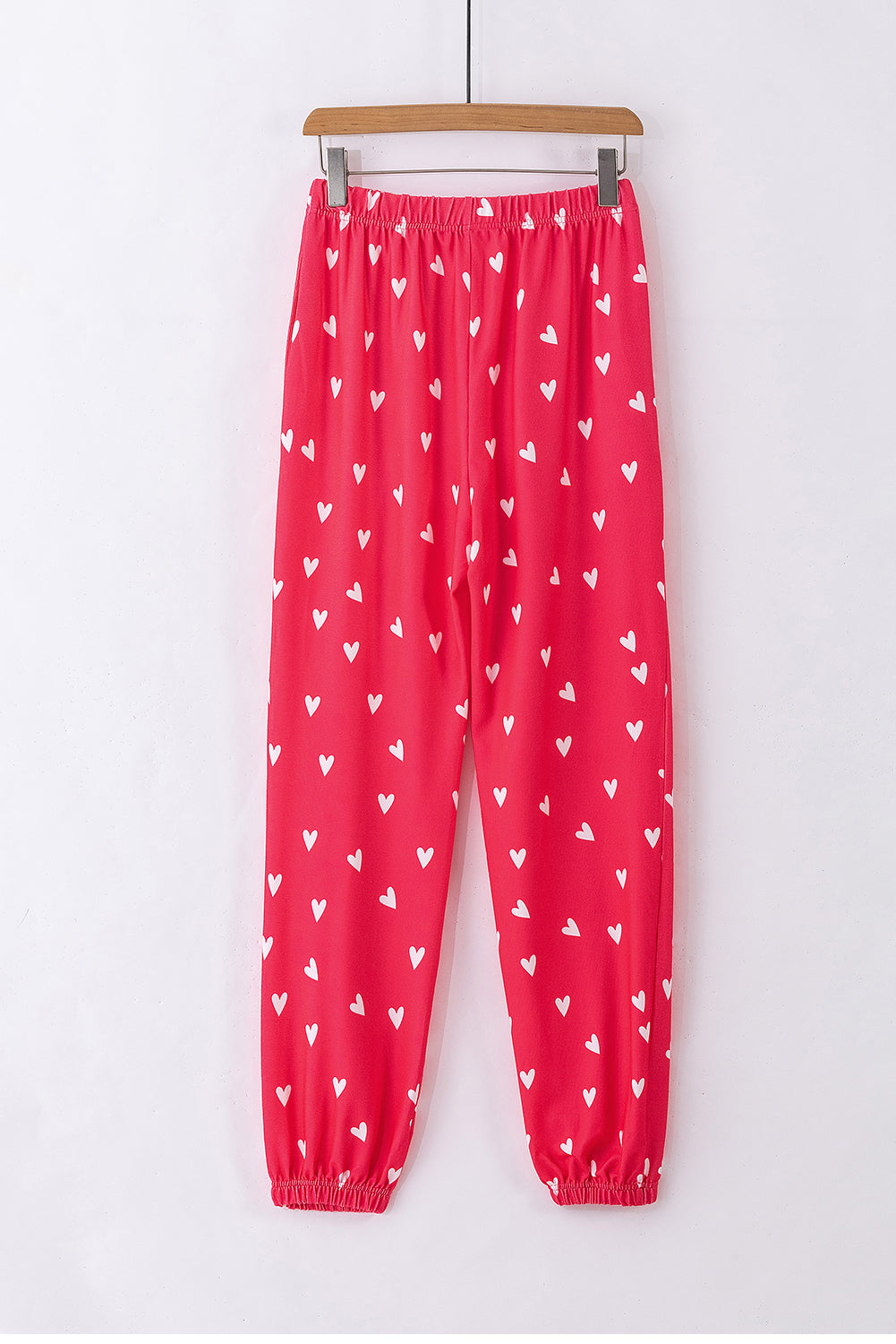 Fiery Red Valentines Heart Print Pants Set