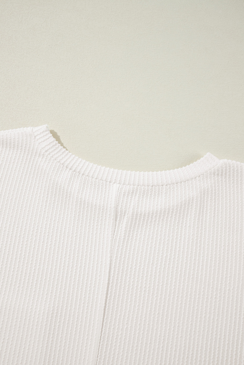 White Plus Size Ribbed Textured Long Sleeve T Shirt