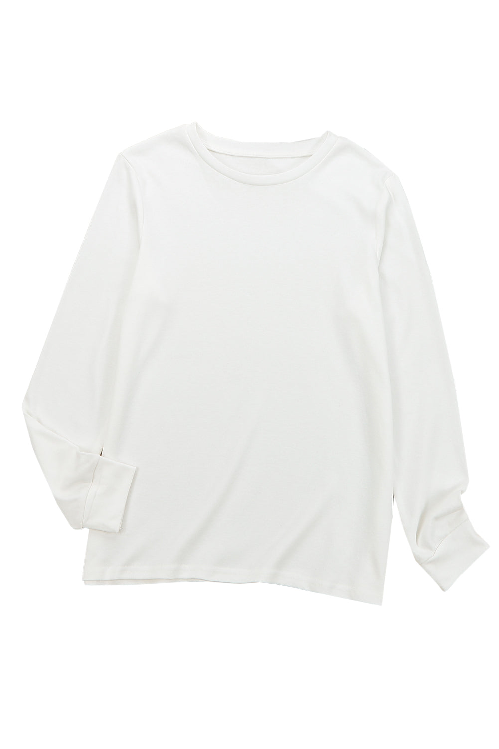 White Plain Crew Neck Long Sleeve Top