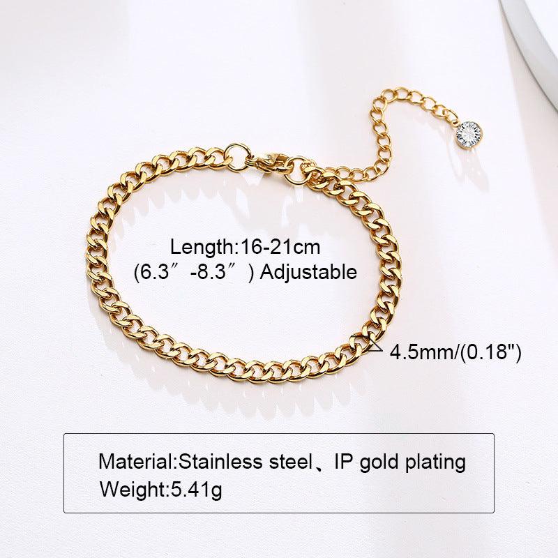 Stainless Steel Lucky Tree Butterfly Wheat Triangle Geometric 18K Gold Bracelet