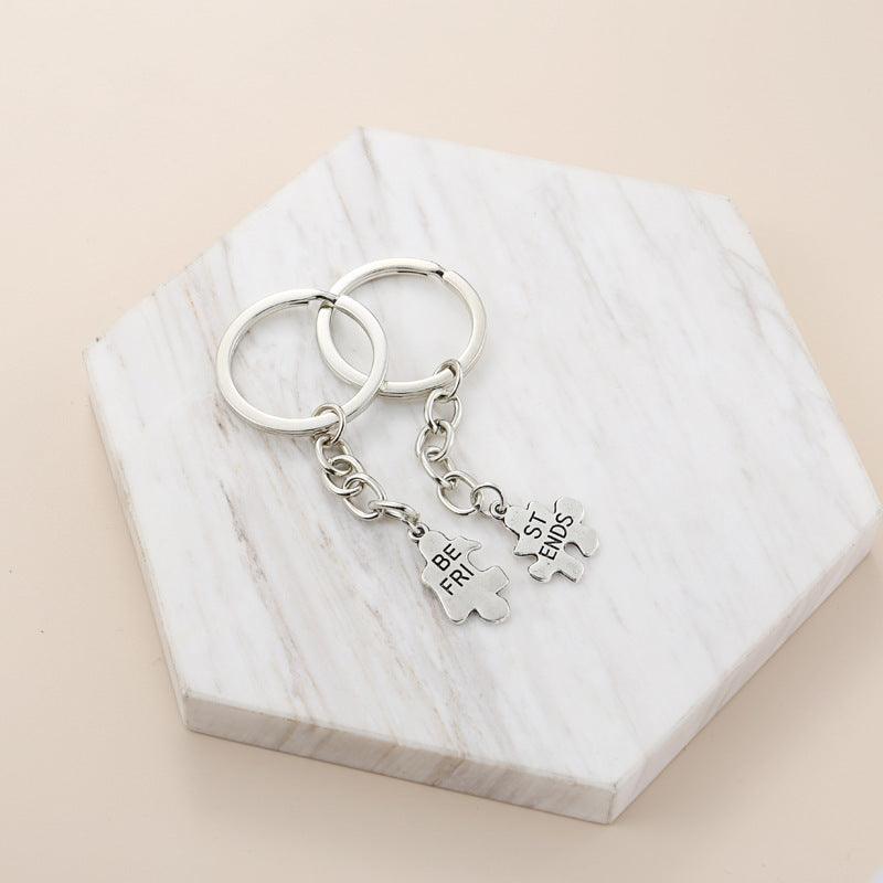 Crystal Love Puzzle Hollow Letters Accessories Geometric Simple Couple Keychain