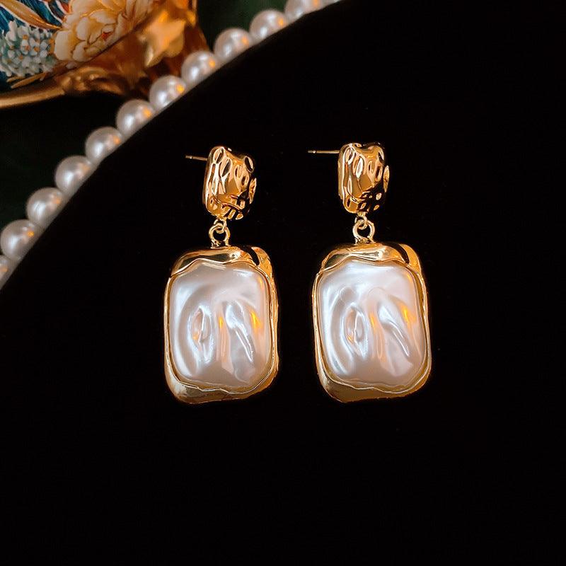 Pearl Earrings High-grade Real Gold Electroplated Silver Needle French Style