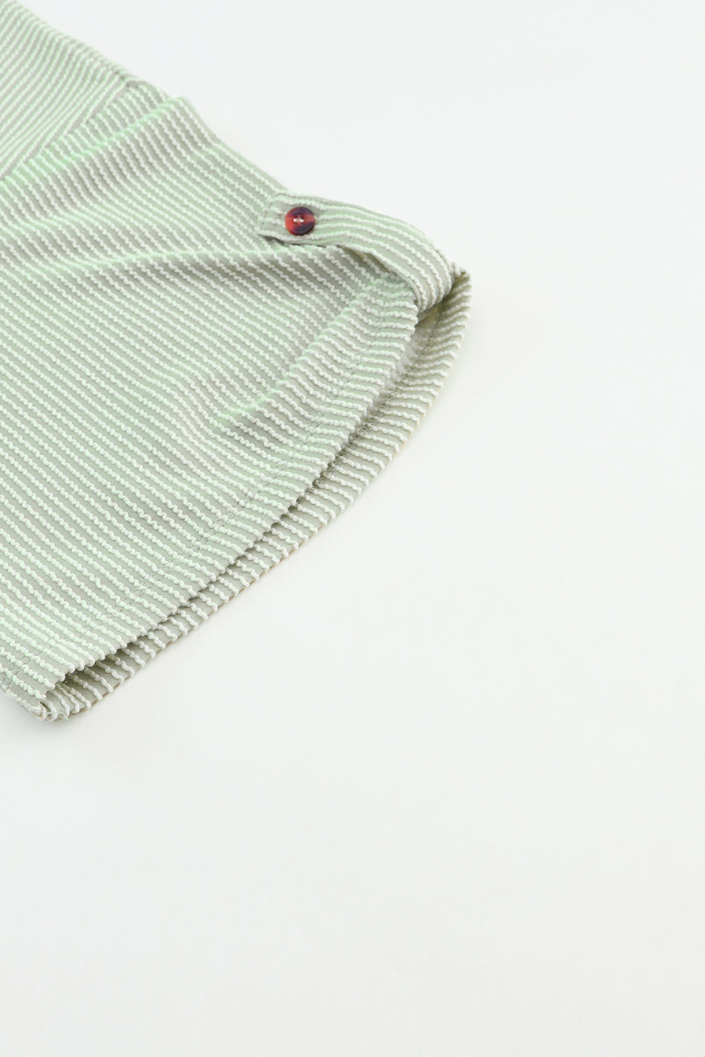 Green Ribbed Roll-tab Sleeve Chest Pocket Oversize Top