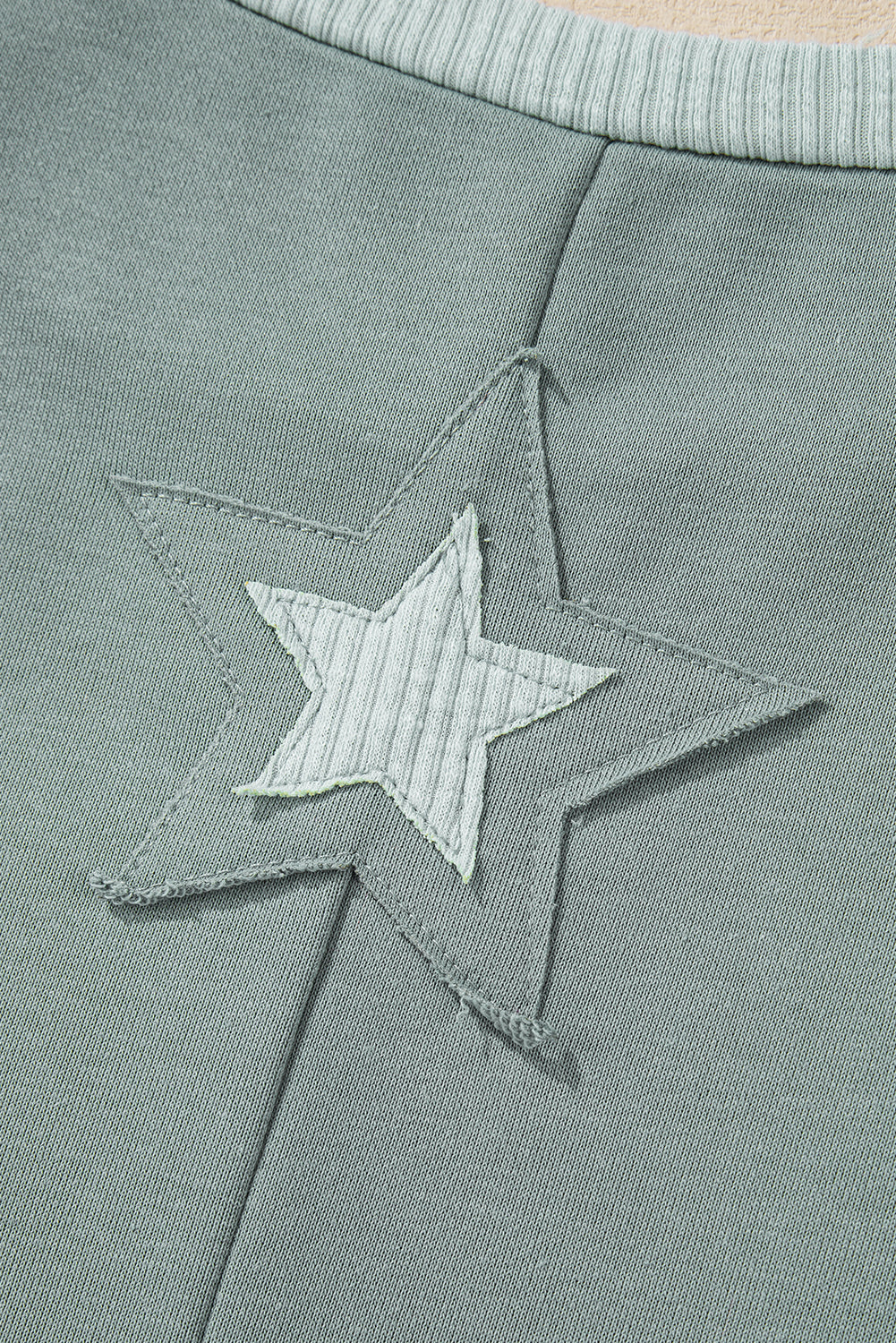 Mist Green Stars Patchwork Round Neck Plus Size T Shirt