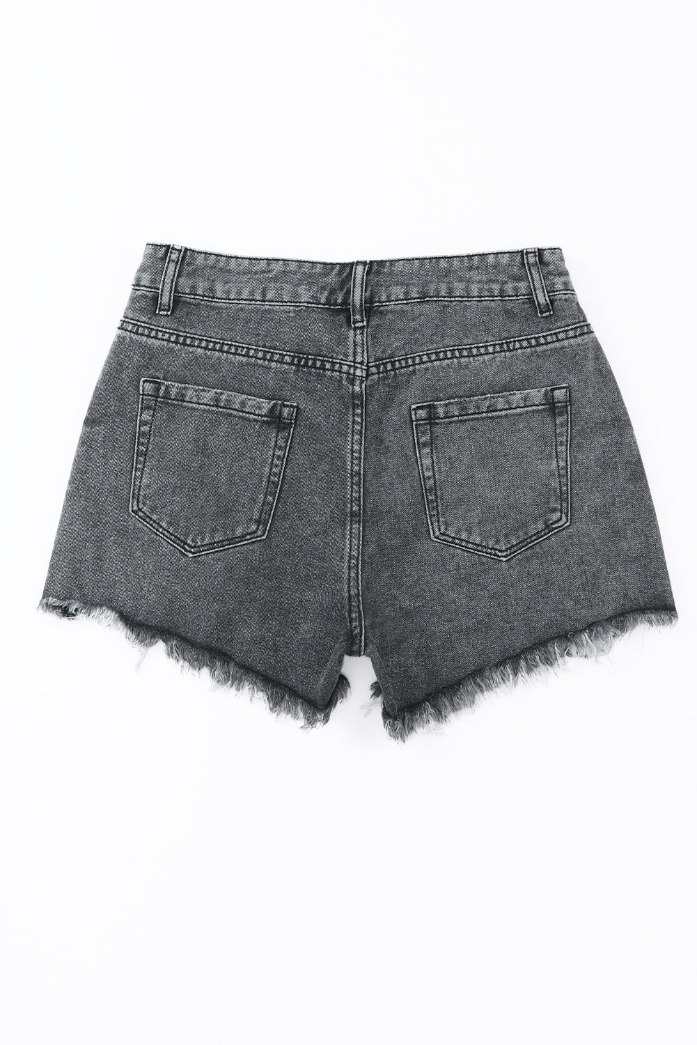 Black High Rise Crossover Waist Denim Shorts