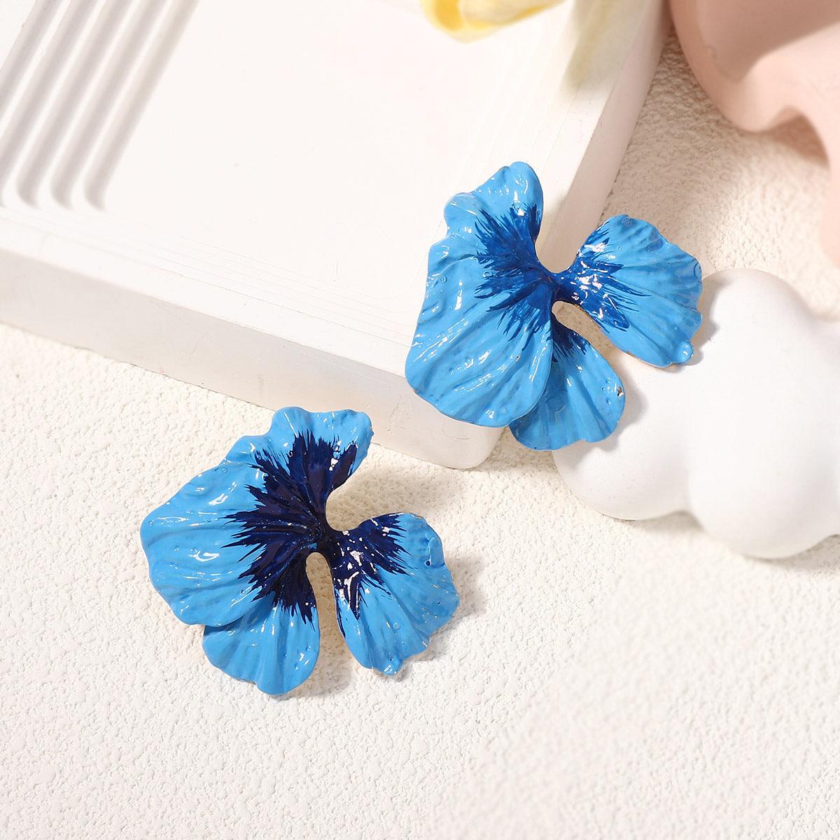 Holiday Alloy Colorful Oil Necklace Flower Flower Stud Earrings