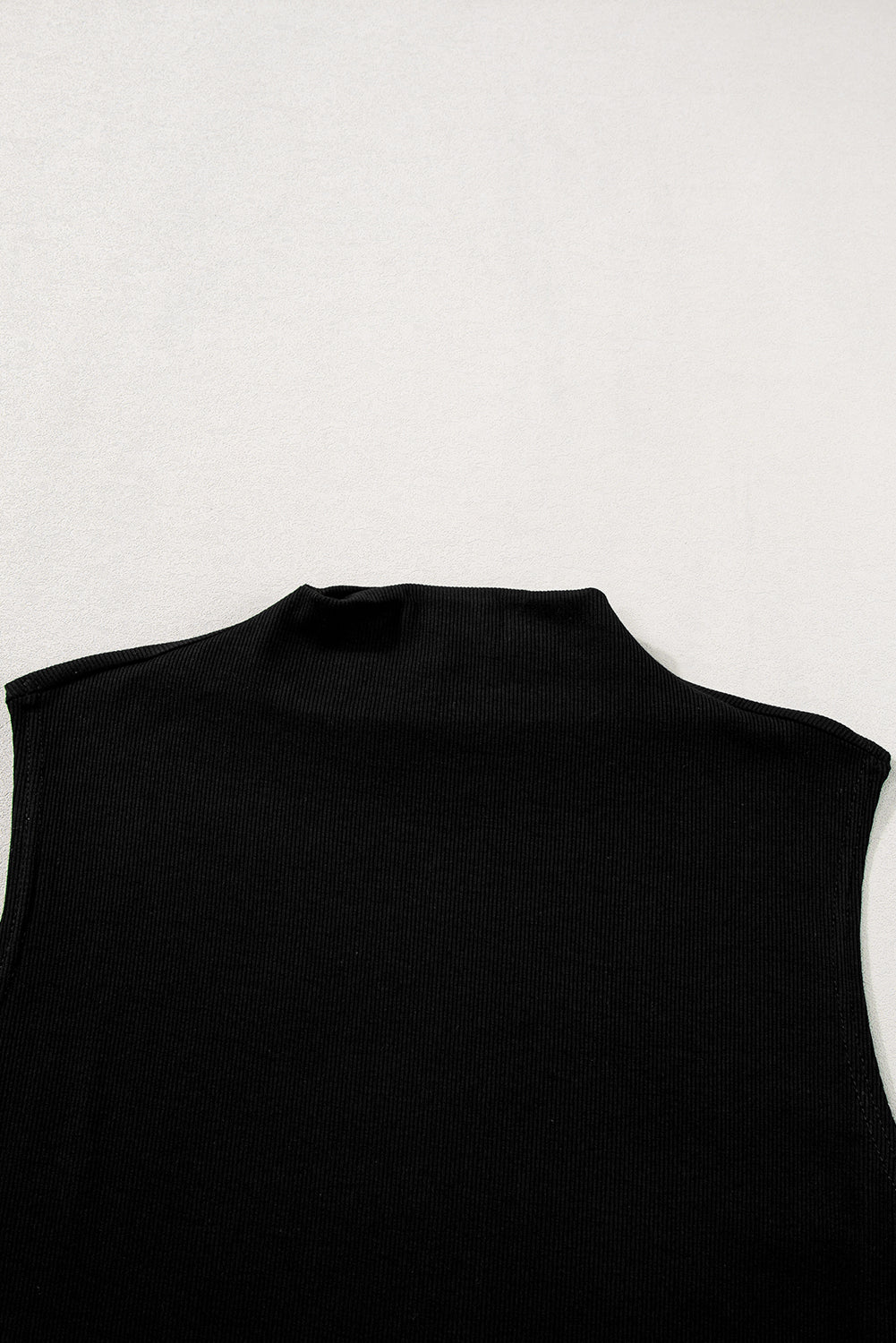 Black Solid Mock Neck Tank Top