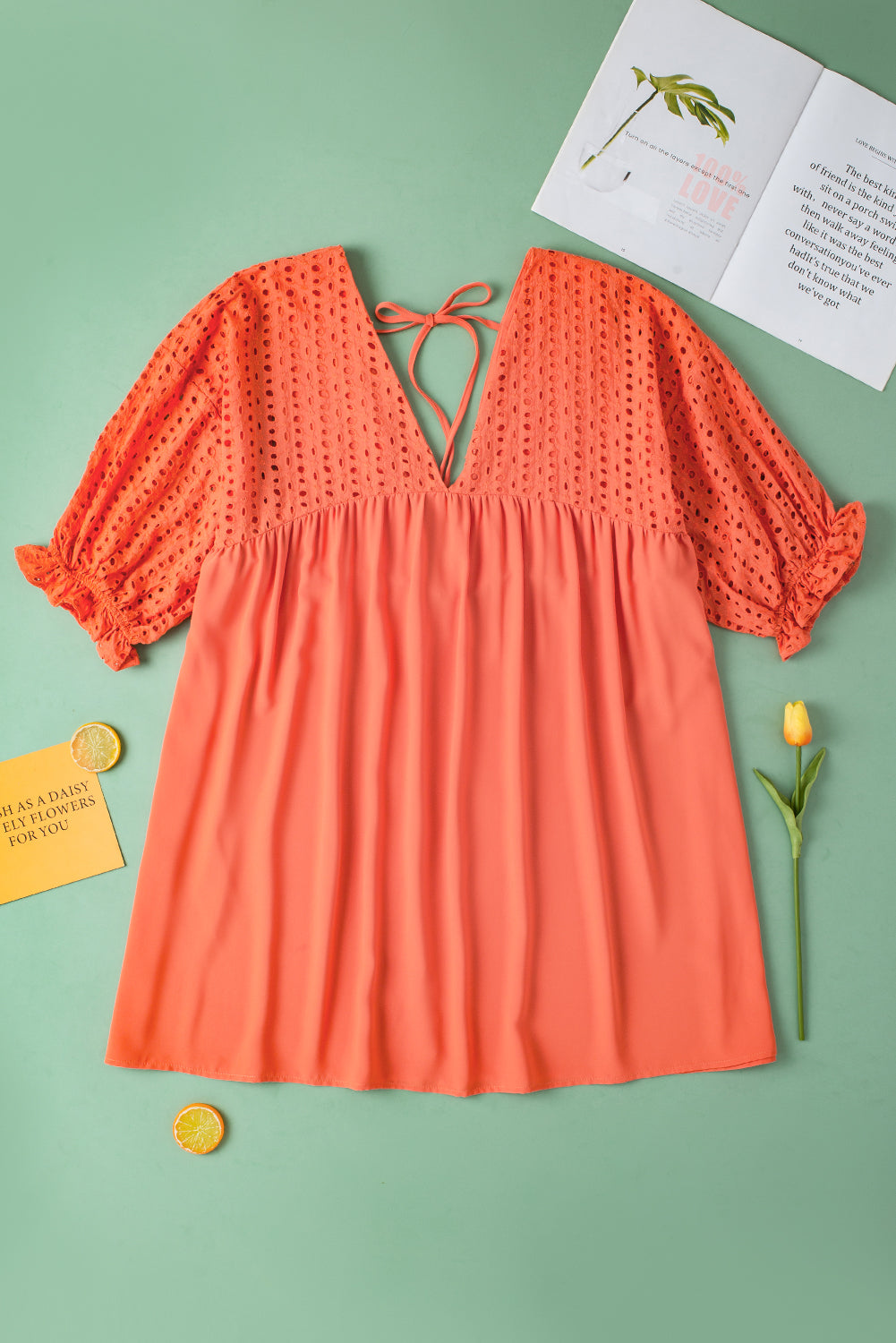 Carrot Plus Size Eyelet Contrast Bodice Babydoll Dress