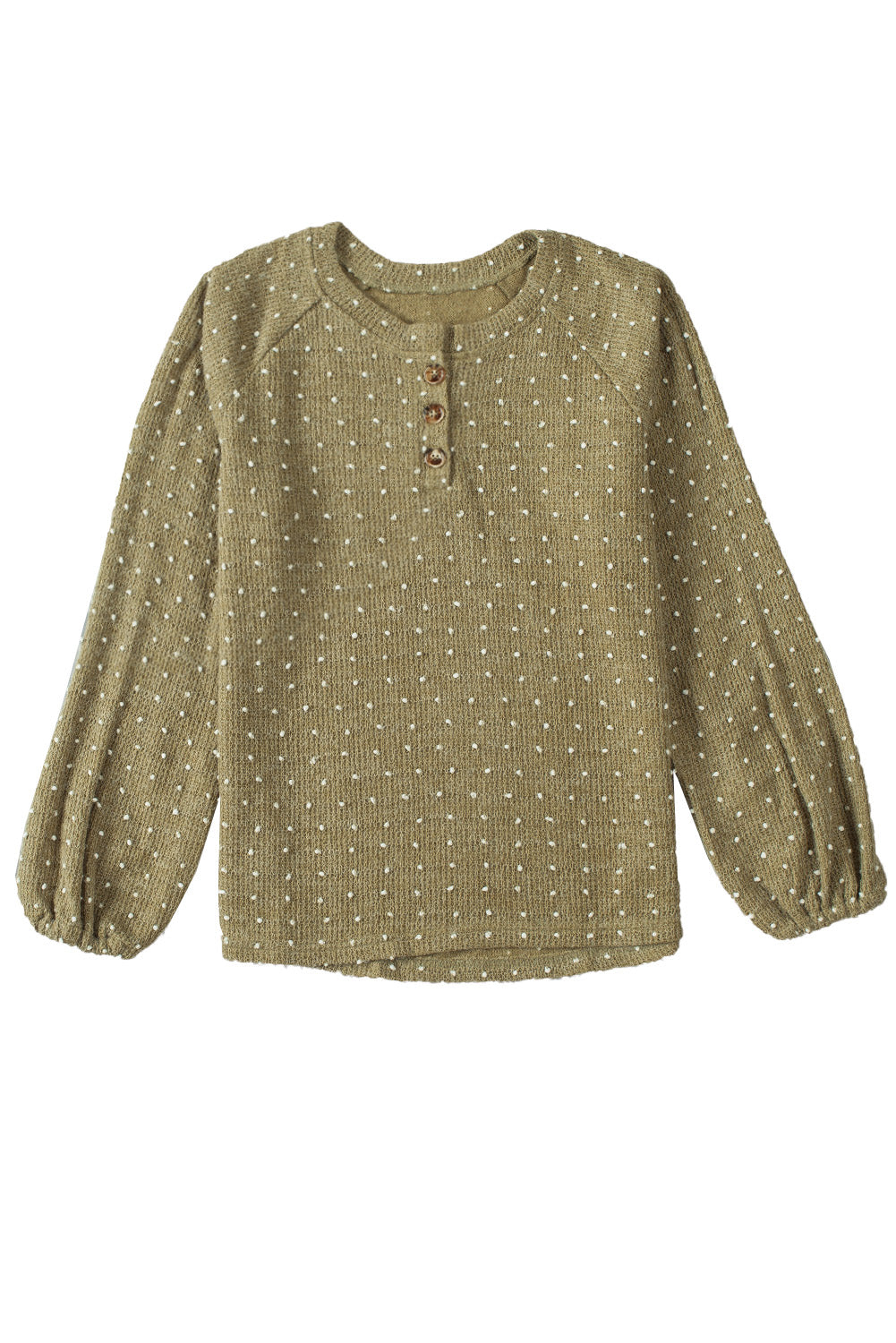 Green Swiss Dot Raglan Sleeves Knit Top