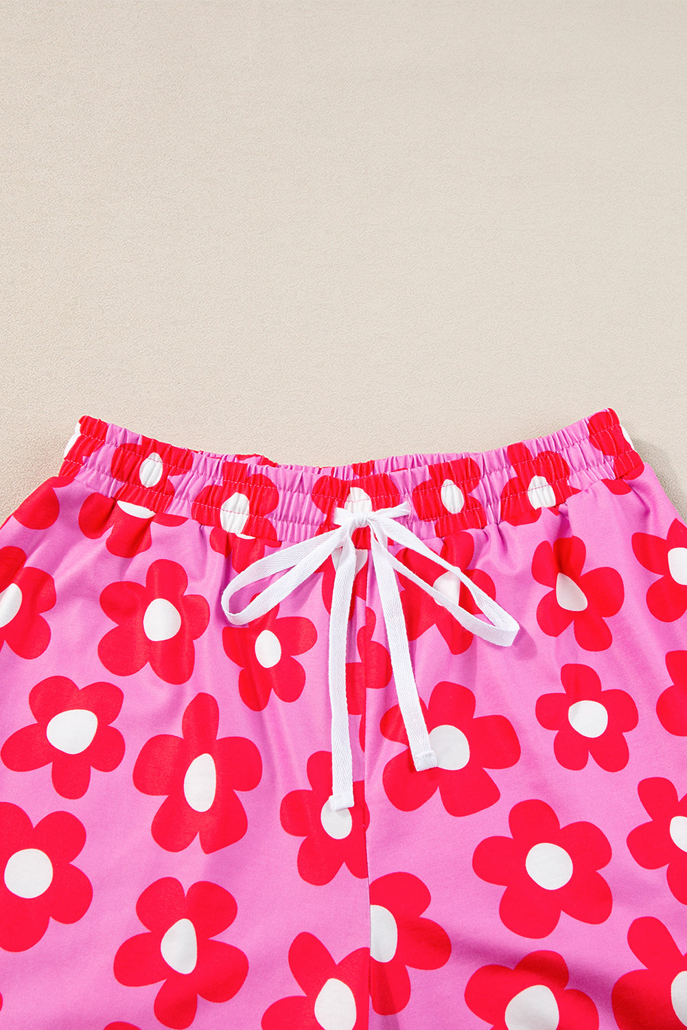 Flower Print Short Sleeve Shirt Pajamas Set