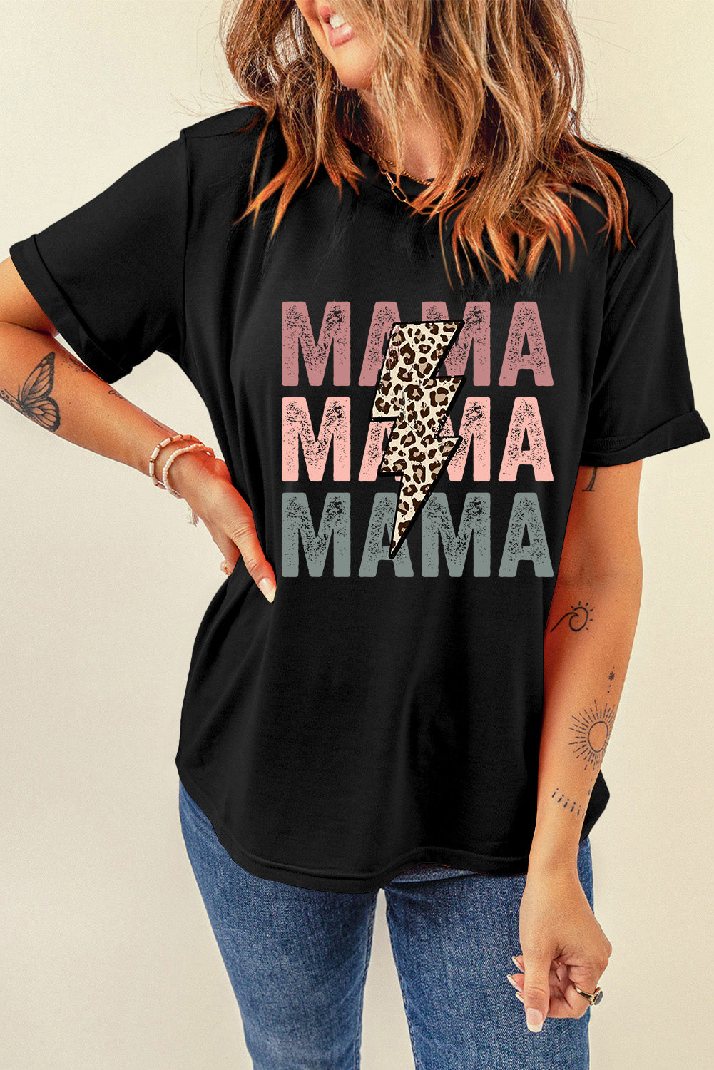 Black MAMA Bolt Graphic Tee