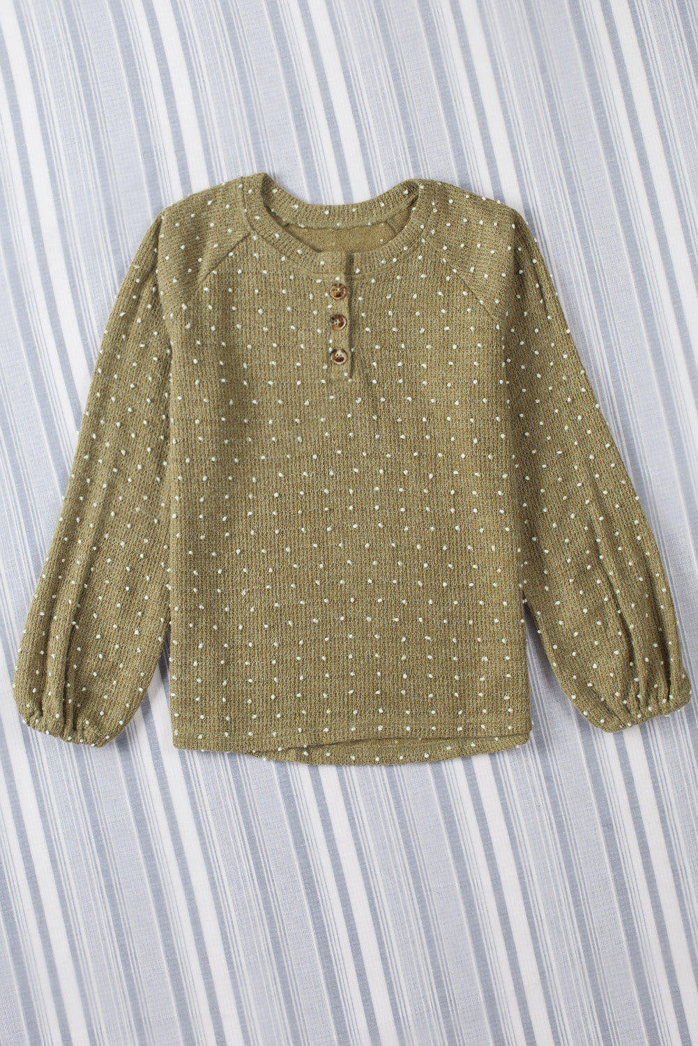 Green Swiss Dot Raglan Sleeves Knit Top