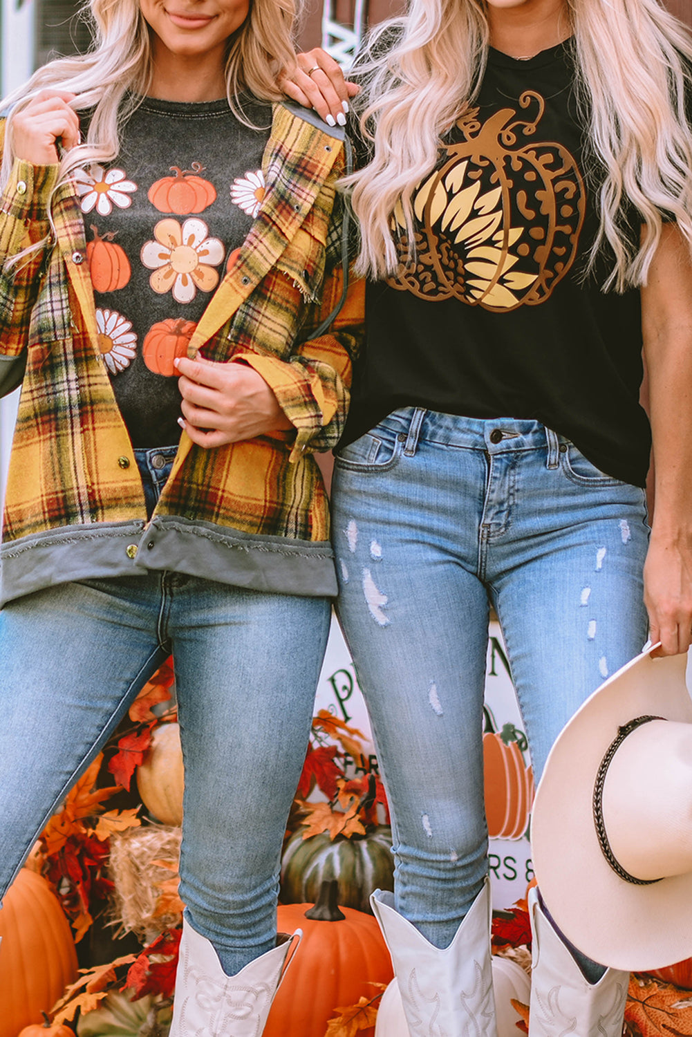 Black Halloween Sunflower Pumpkin Graphic Tee