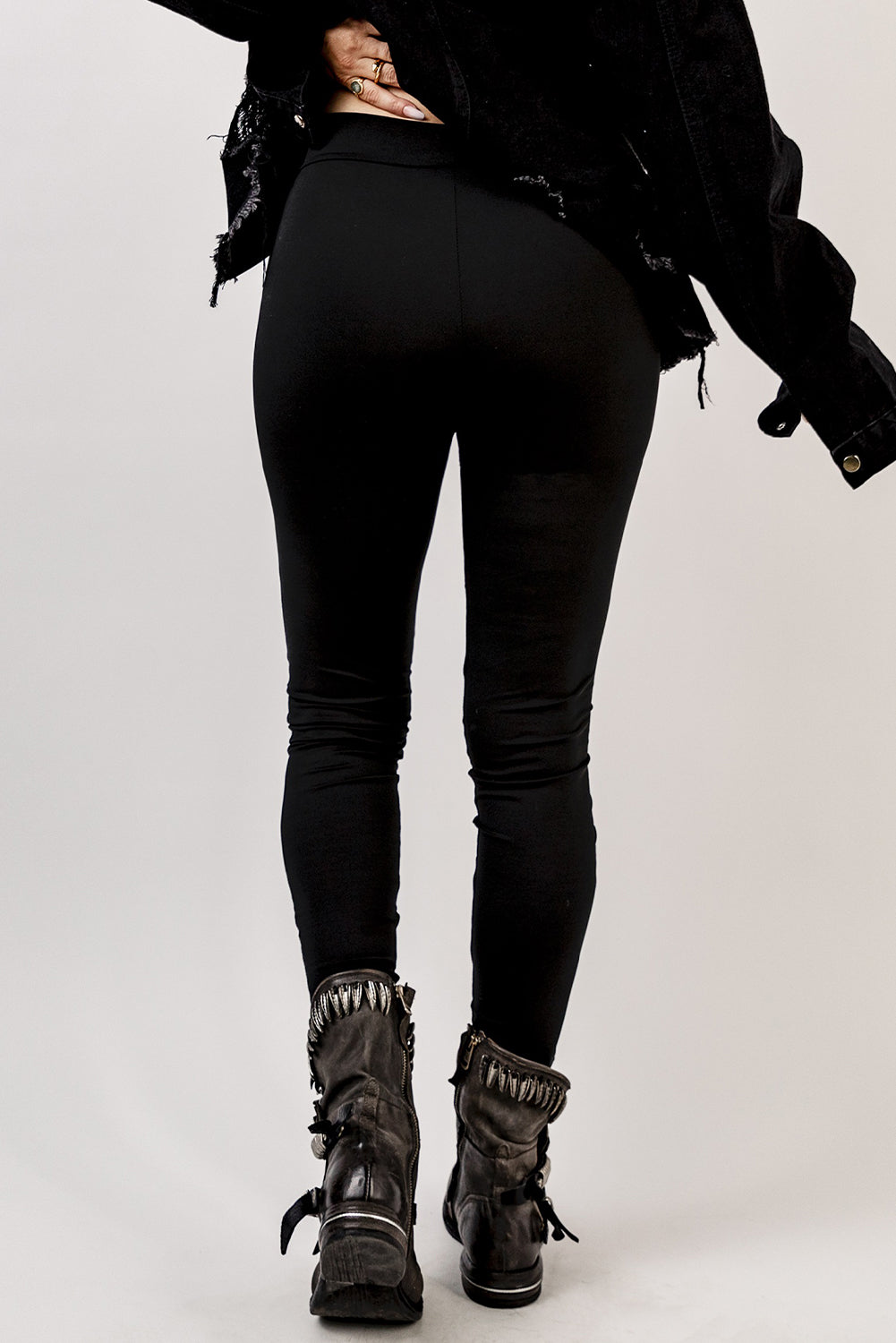 Black Grommet Lace Up Front Leggings