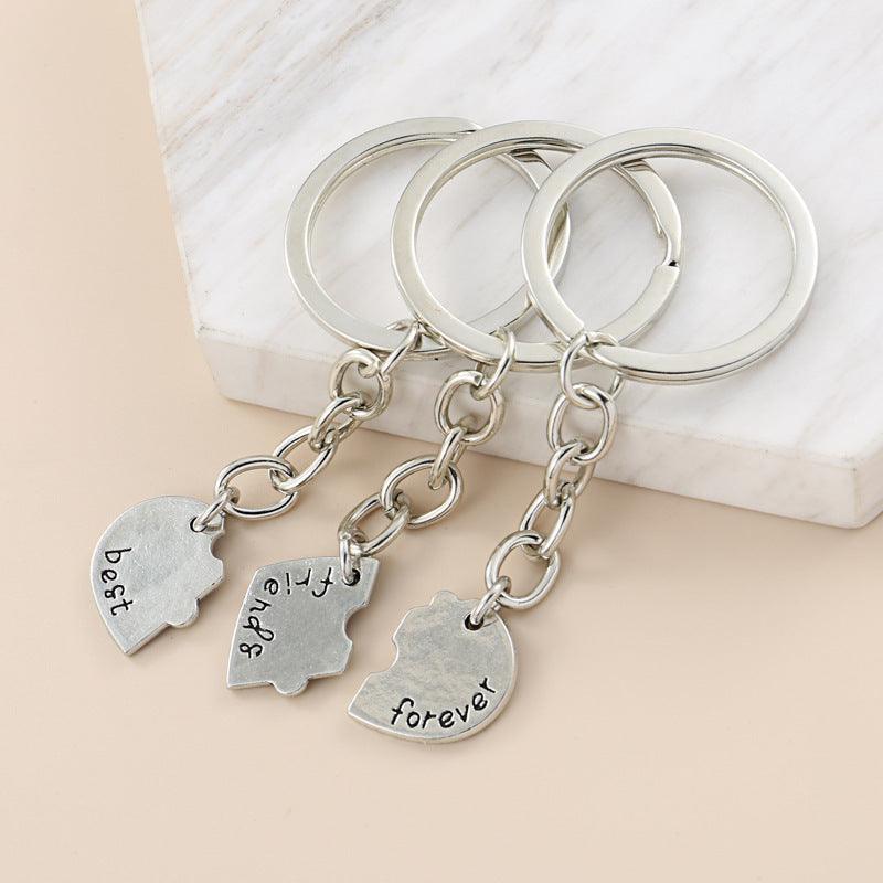 Crystal Love Puzzle Hollow Letters Accessories Geometric Simple Couple Keychain