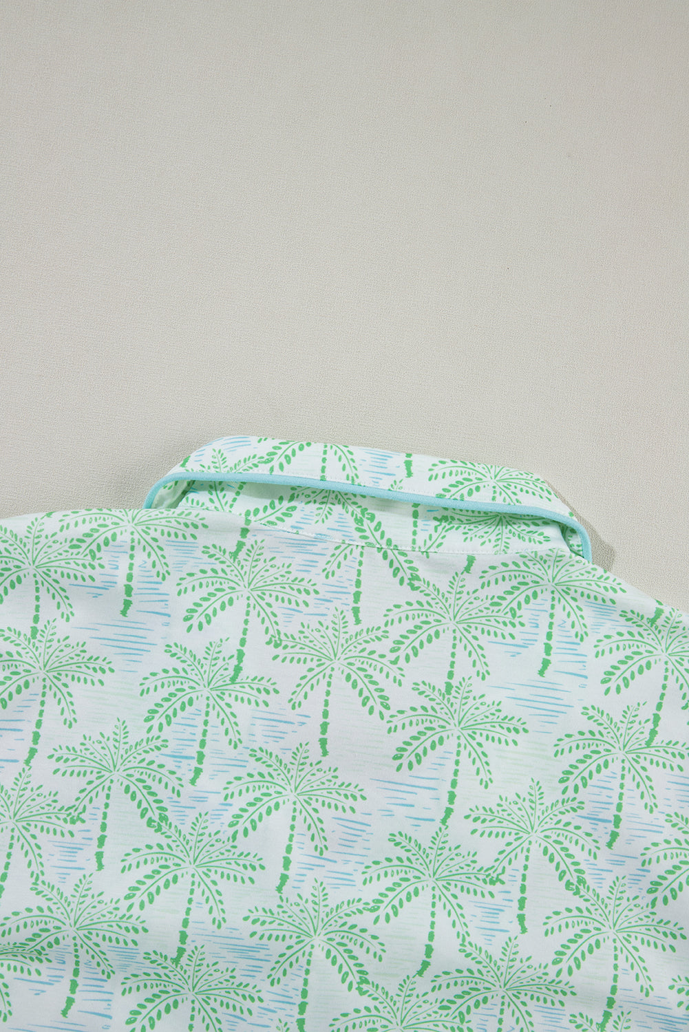 Green Vacation Coco Tree Print Short Sleeve Pajamas Set