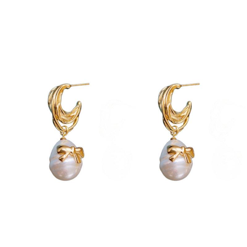 Pearl Earrings High-grade Real Gold Electroplated Silver Needle French Style