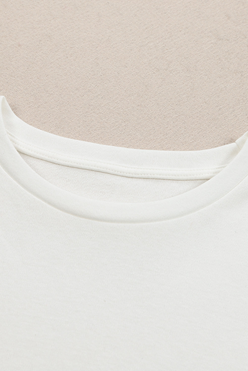 White Plain Crew Neck Long Sleeve Top