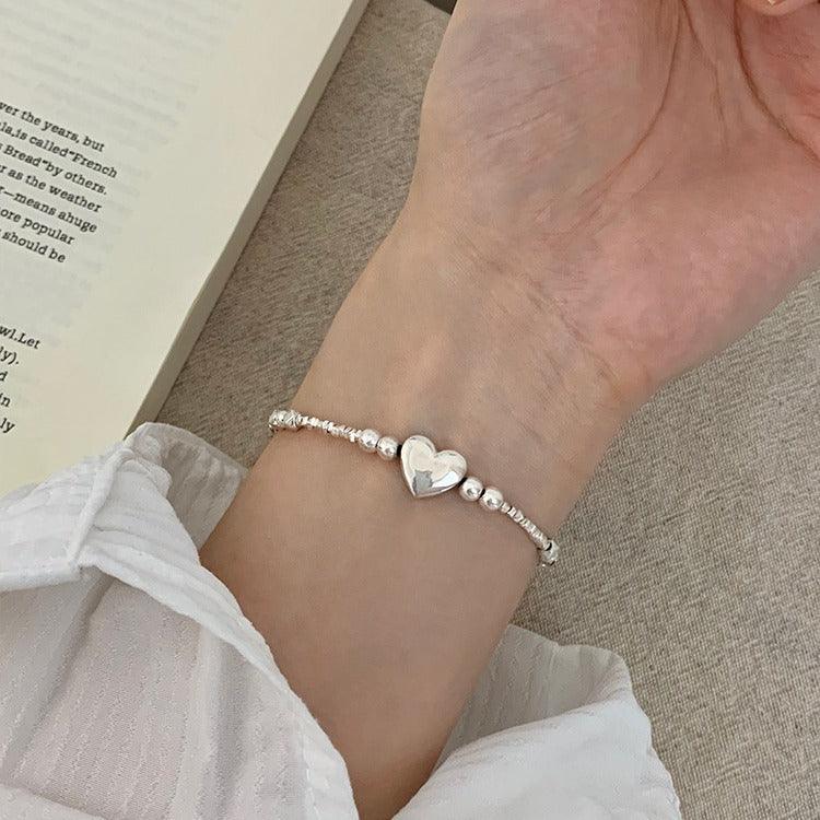 Sterling Silver Small Pieces Of Silver Heart Bracelet Female Niche