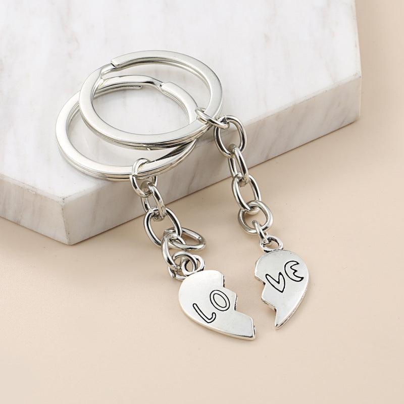 Crystal Love Puzzle Hollow Letters Accessories Geometric Simple Couple Keychain