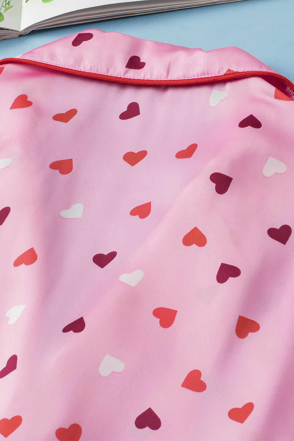 Pink Valentine Heart Shape Print Plus Size Sleepwear