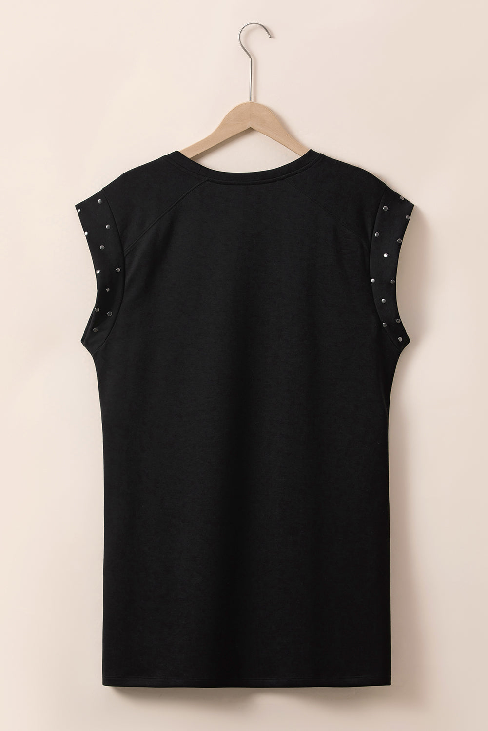 Black Studded Cap Sleeve Plus Size T-shirt Dress