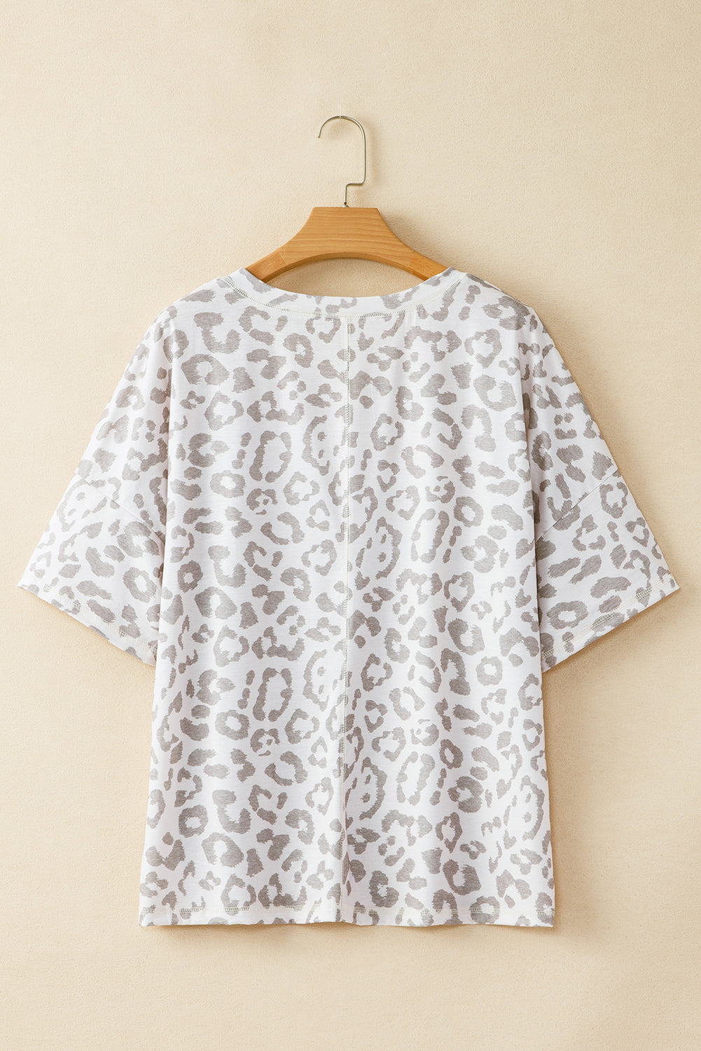 Brown Leopard Print V Neck Plus Size T Shirt