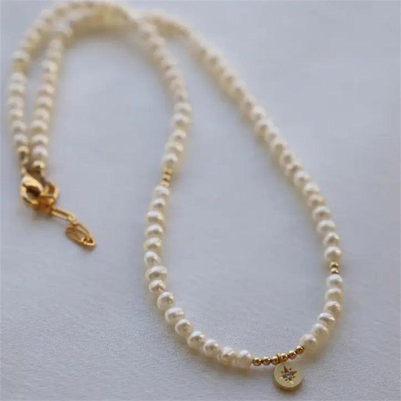 Vintage Natural Grain Of Rice Pearl Necklace Eight Awn Star