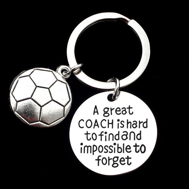 Stainless Steel Lettering Keychain Basketball Baseball Charm Key Ring Decorations