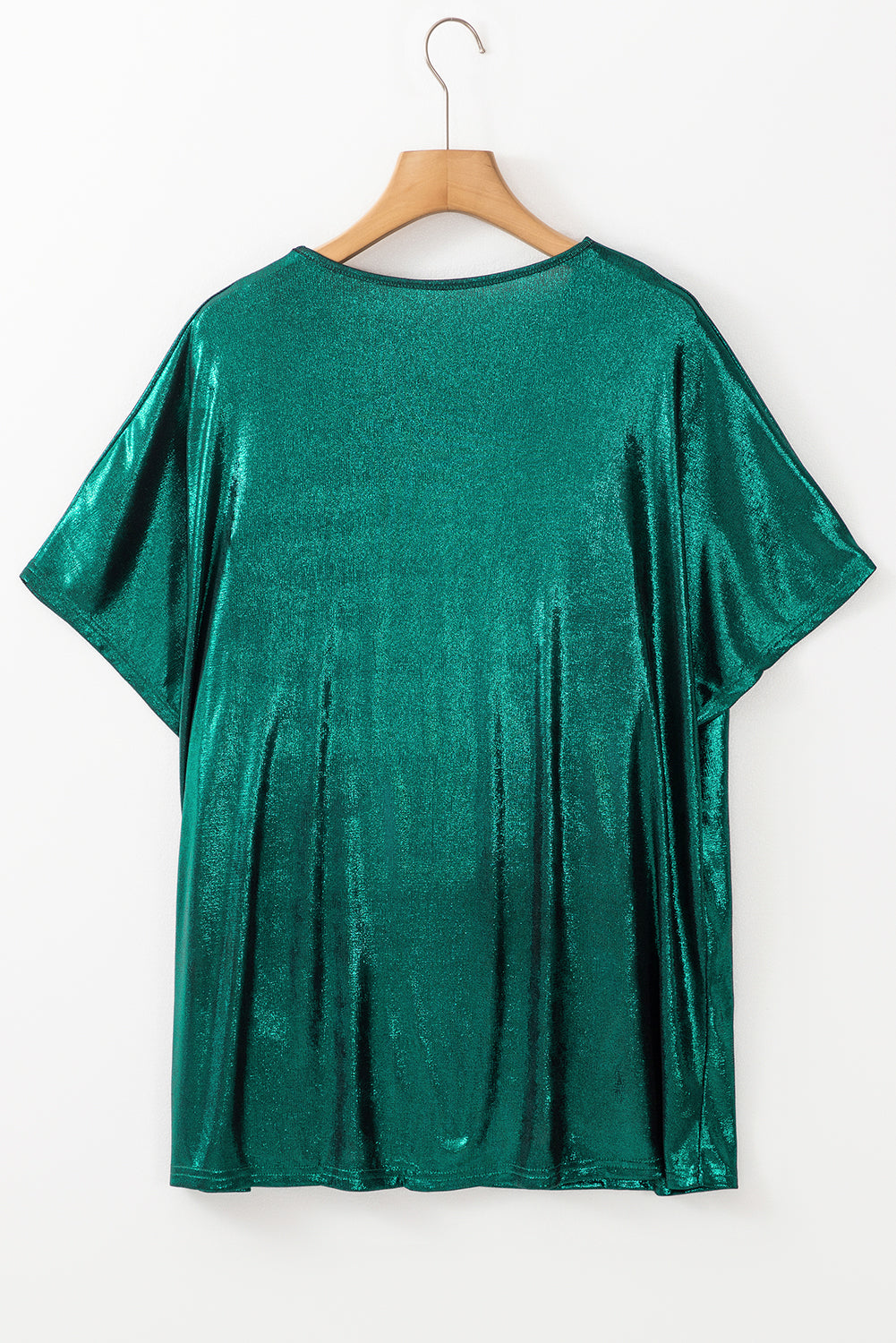 Skobeloff Metallic Look V Neck Plus Size Tee