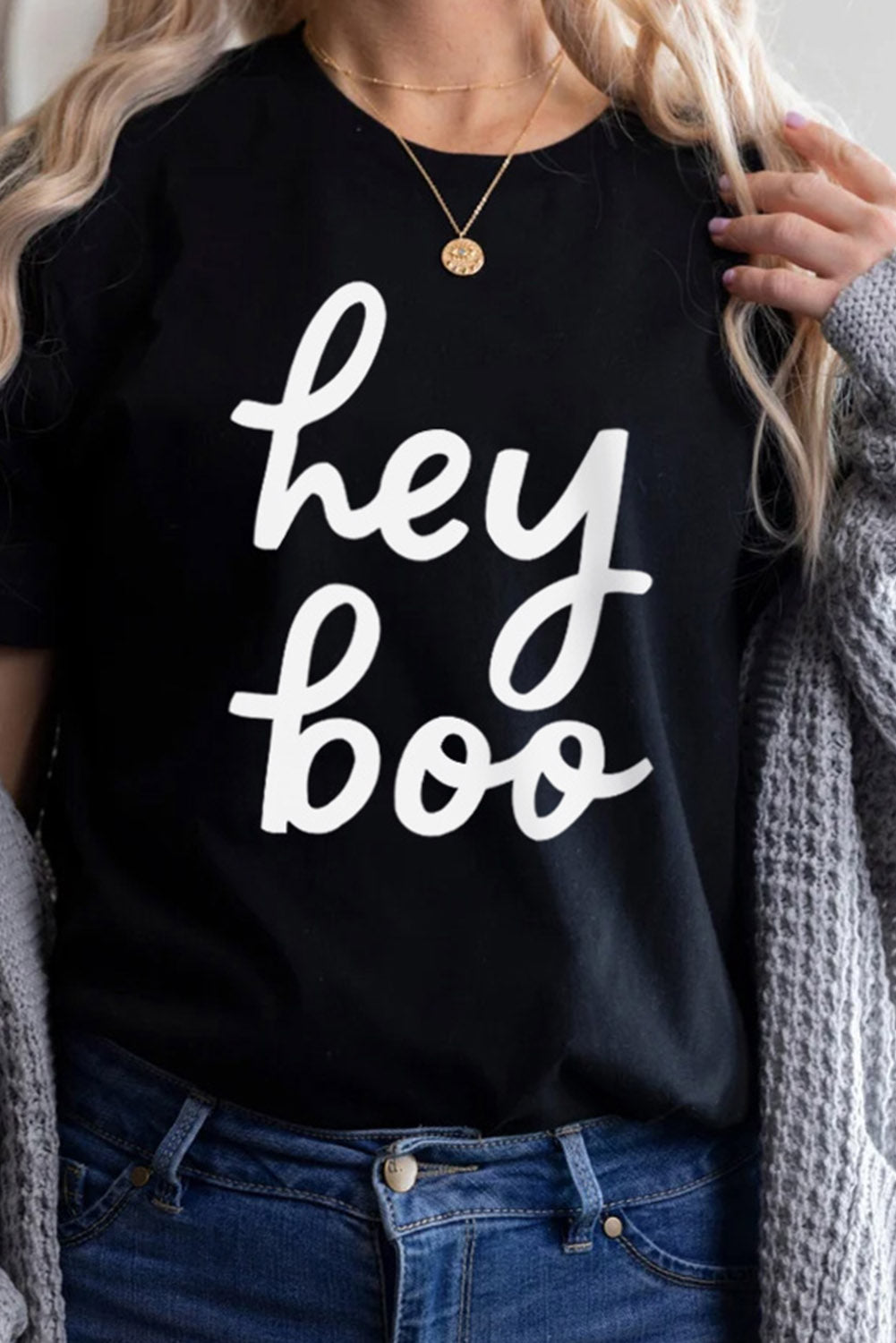 Black hey boo Wordart Graphic T-shirt