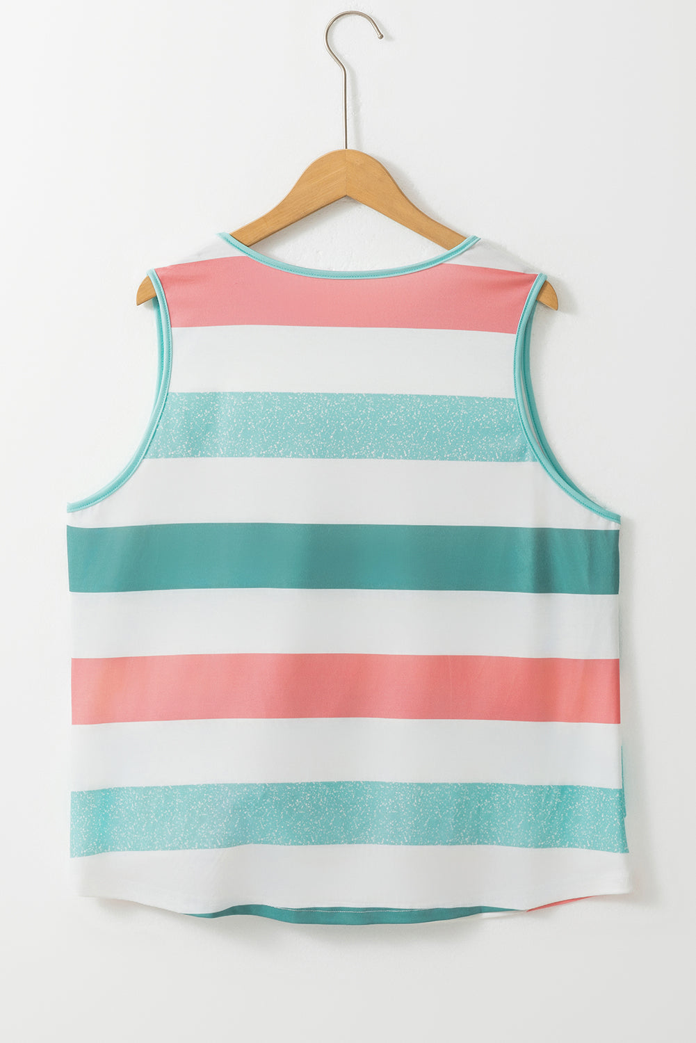 Multicolour Plus Size Striped Crew Neck Tank Top