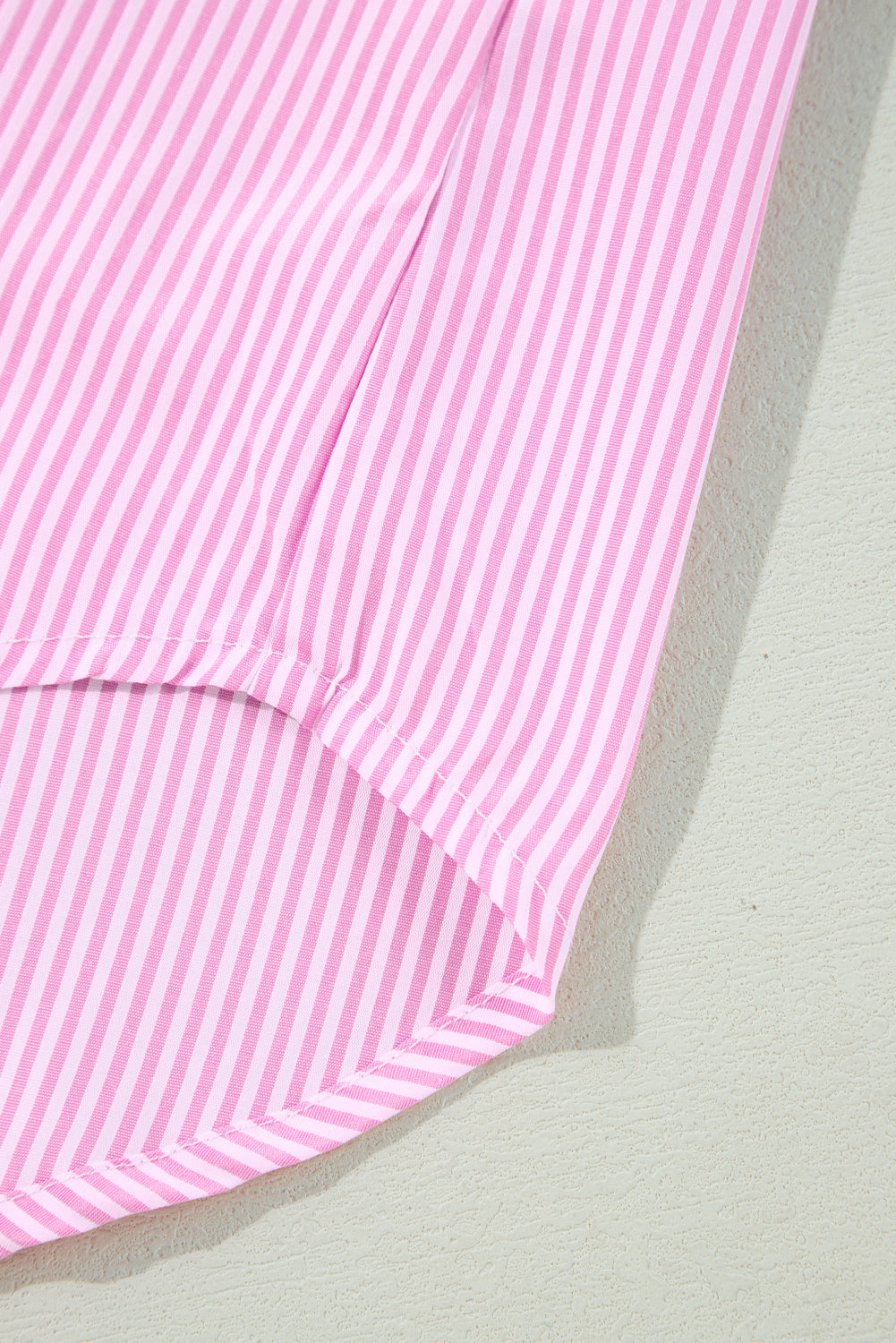 Pink Stripe Print Colorblock Plus Size Shirt