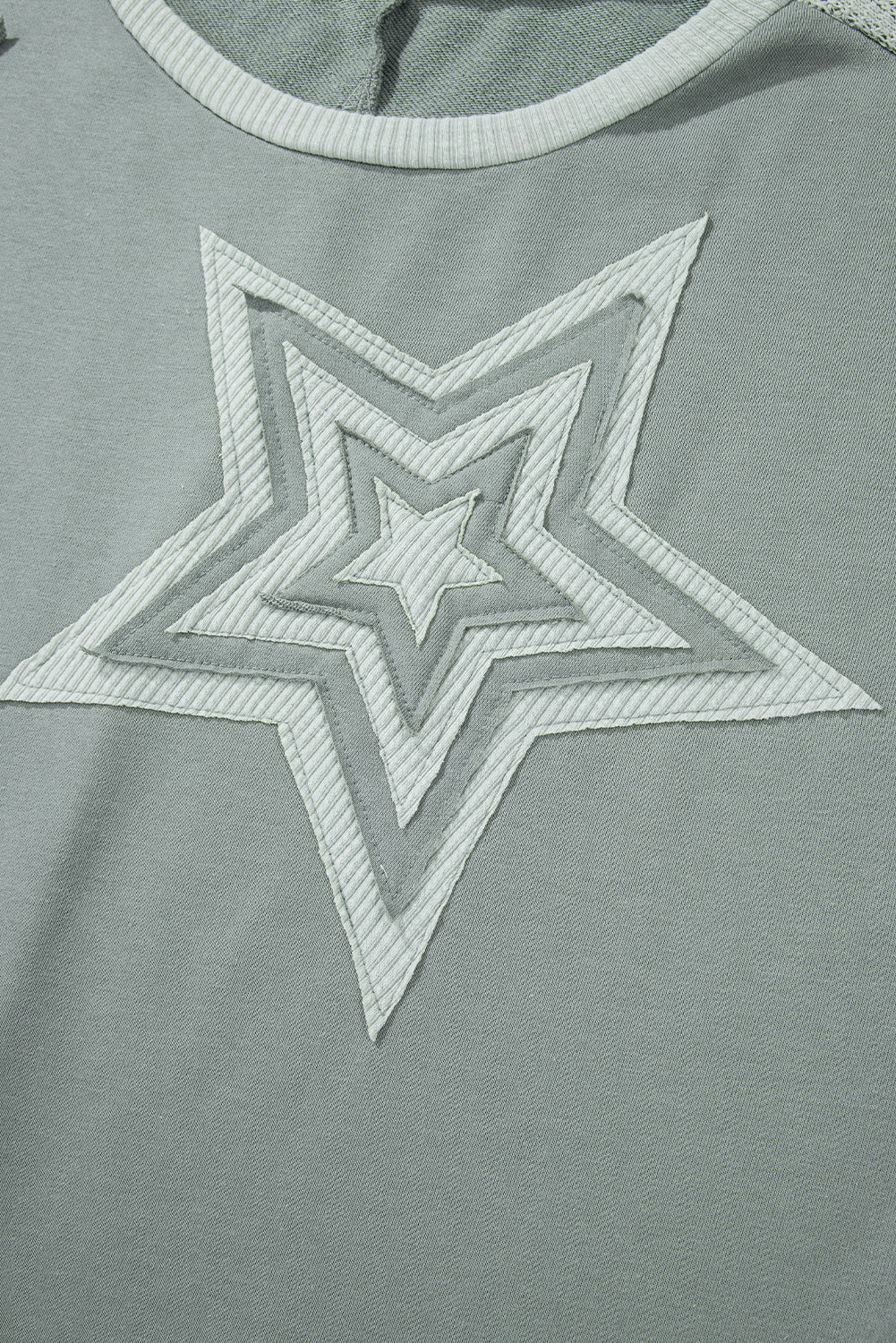 Mist Green Stars Patchwork Round Neck Plus Size T Shirt